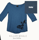 Killer Whale Women's 3/4 Length Sleeve Top
